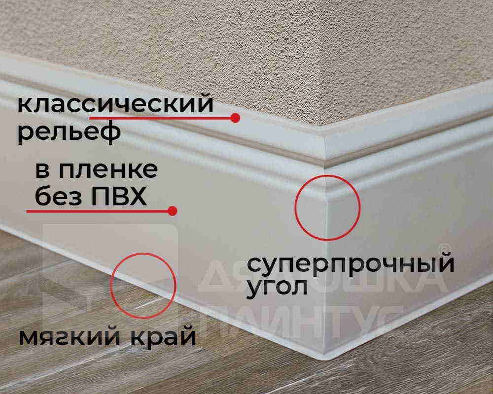 Плинтус ХДФ Dollken Cubu Hamburg Style 80мм х 2,5 м 1144 Черный