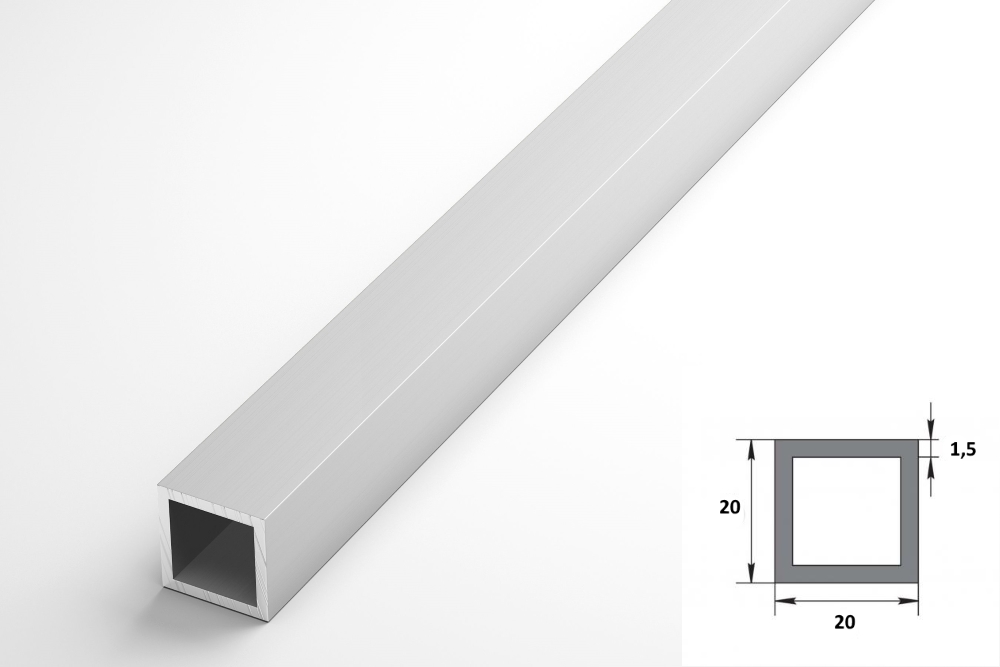 Труба квадратная 20х20 мм ТКв 03.2000.501л Серебро