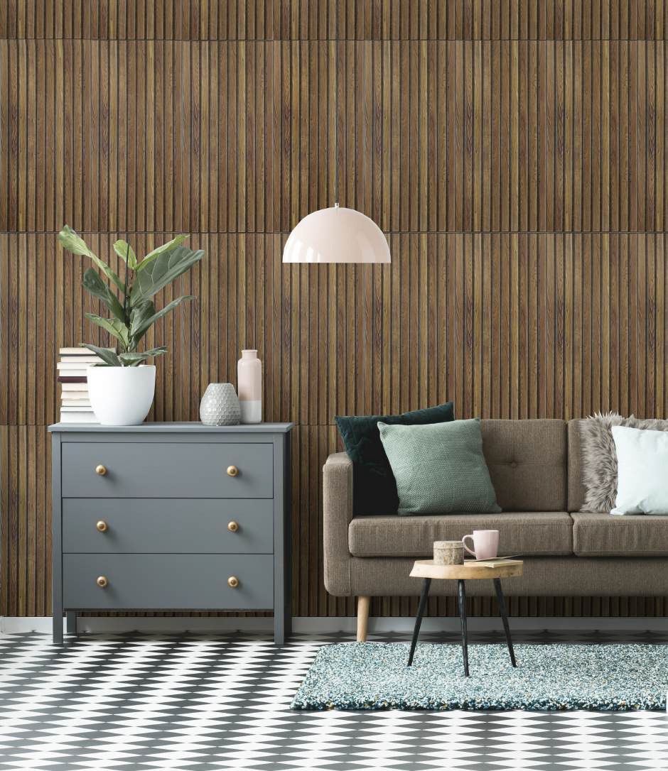 Панель самоклеящаяся 3D RAIL ПВХ 280*600мм  10шт/уп Планка тик. Цена указана за 1,68 м²