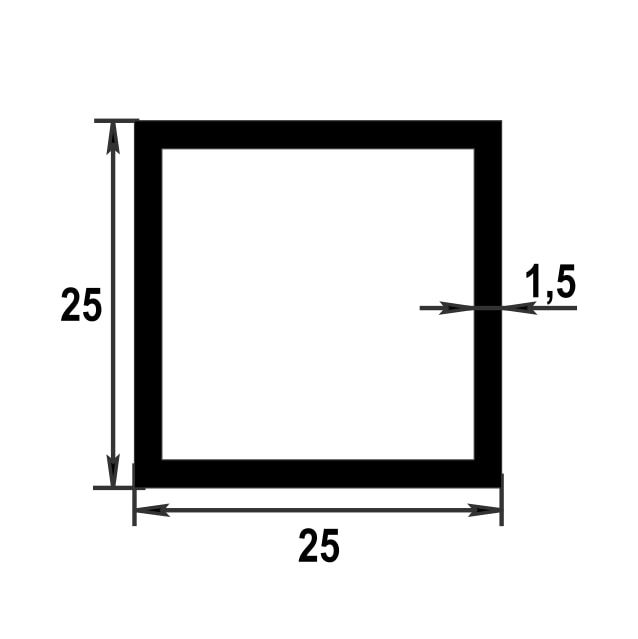 Труба квадратная 25х25 мм ТКв 04.2000.504л Бронза. Цена за 5 штук.